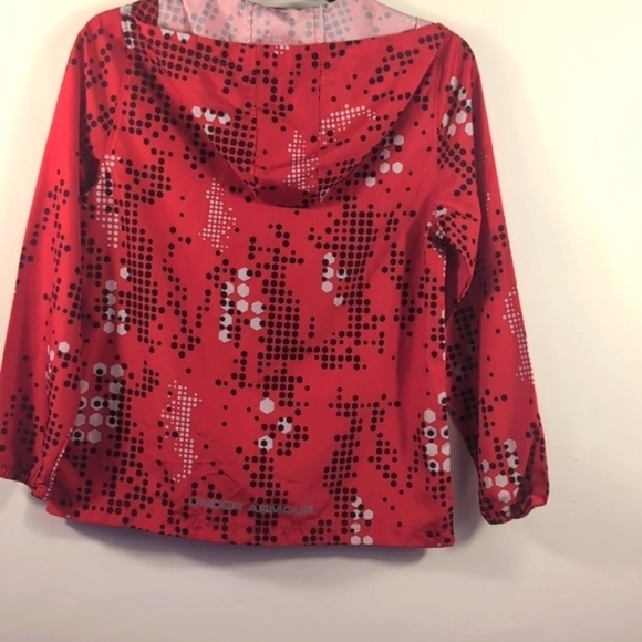 Under Armour UA Storm Hooded Rain Jacket Unisex Youth Medium Red Geometric - Picture 7 of 10